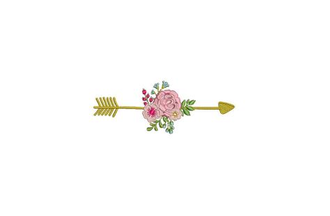 Boho Flower Arrow Machine Embroidery File Design 4x4 Inch Hoop