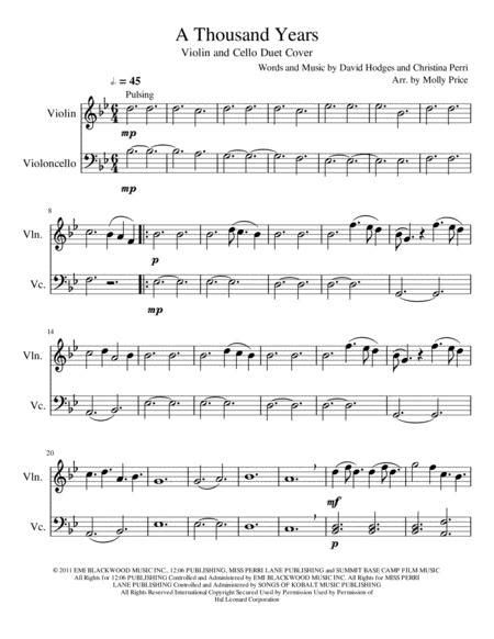 A Thousand Years Violin Sheet Music Togocaqwe