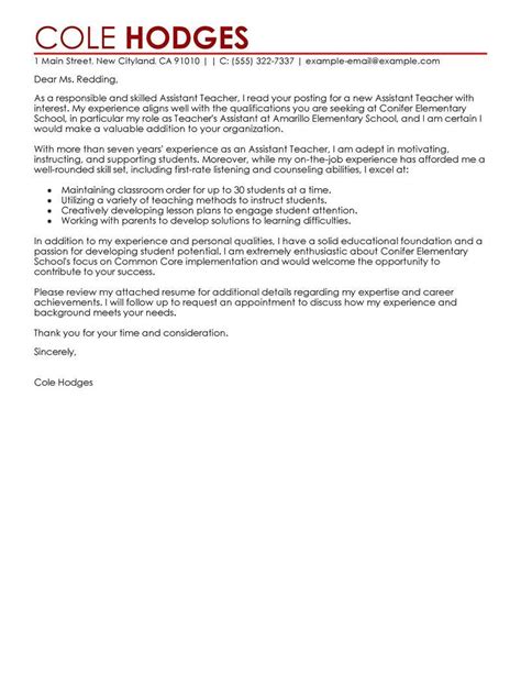 Assistant Teacher Cover Letter Examples And Templates 2024
