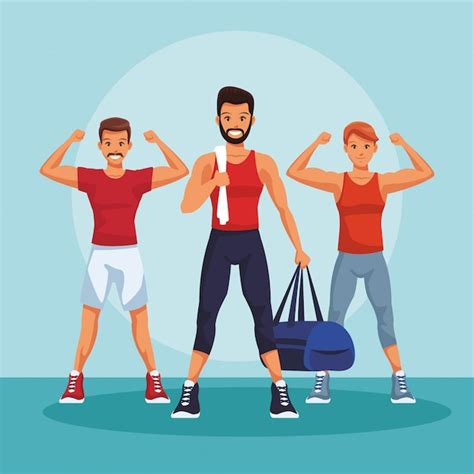 Premium Vector Young And Strong Fitness Mens Vector Illustration