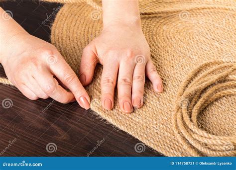 Making Handmade Carpets From A Rope Stock Image Image Of Reel Jute