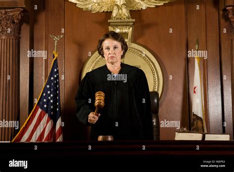 Judge Forming A Judgement In A Courtroom Stock Photo Alamy