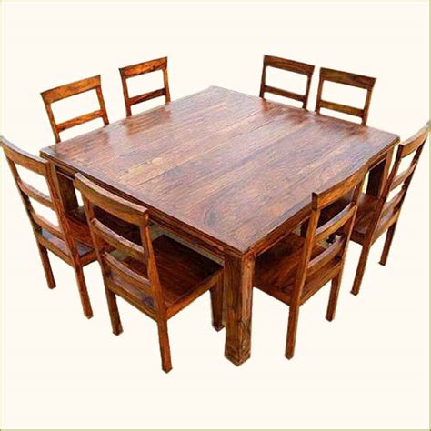 The wyndahl 8 pc rect ext dining room table, 6 bent slat back side chairs and bench set, made by signature design by ashley, is brought to you by sam levitz furniture. Rustic 9 pc Square Dining Room Table for 8 Person Seat ...