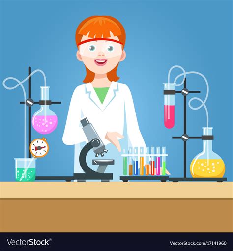 Girl Scientist In Chemical Laboratory Royalty Free Vector