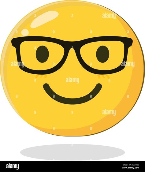 Smiling Emoticon Wearing Eyeglasses Cartoon Isolated Vector