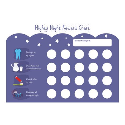Reward Charts 270 Stars Childrens Re Usable Night Time Sticker Chart