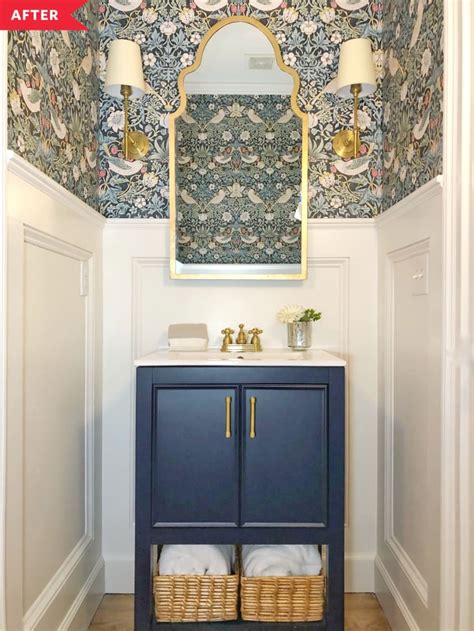 Small Half Bath Wallpaper Makeover Photos Apartment Therapy