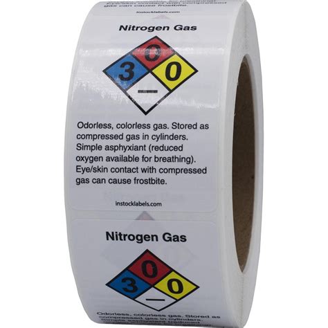 Nitrogen Gas Chemical NFPA Labels InStockLabels Com