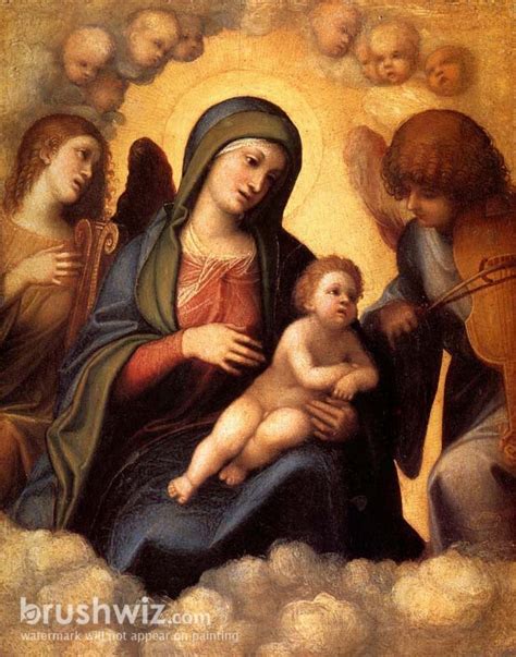 Madonna And Child In Glory With Angels By Antonio Da Correggio Oil