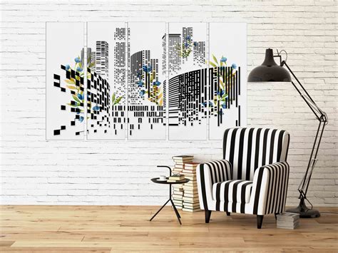 Trendy Wall Art City Wall Art Multi Panel Art Abstract Wall Etsy Uk