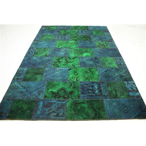 Patchwork teppich läufer türkis in 300x80cm. Patchwork Teppich Grün Blau Türkis in 300x200cm (1001-2012 ...
