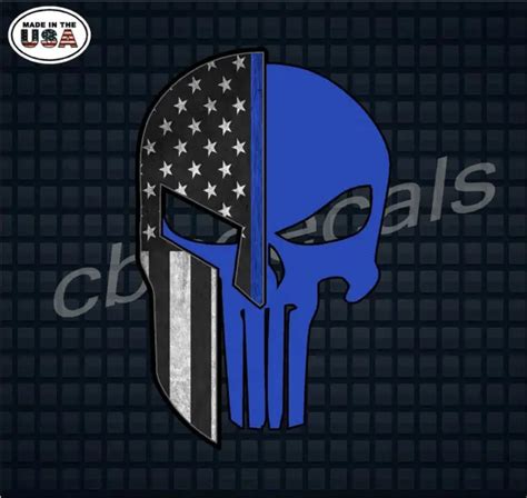 Police Thin Blue Line American Flag Punisher Skull Spartan Helmet Vinyl