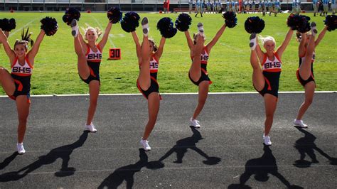 cheer cheerleaders during game football field brighton high school bengals utah kyfun