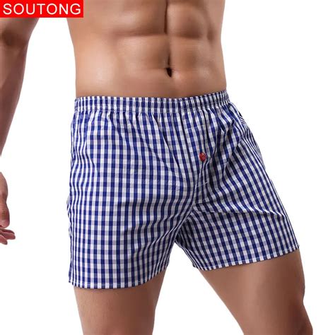 soutong men s underwear classic plaid boxers shorts cotton soft trunks loose men underpants