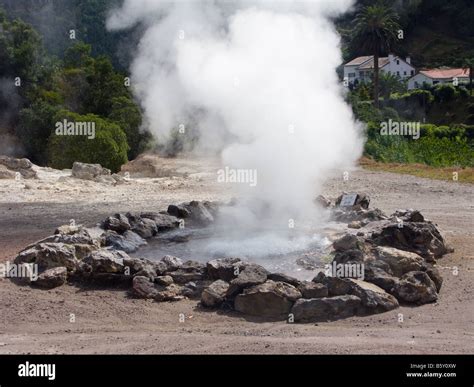 Hot Spring With Naturally Boiling Water In Furnas S O Miguel Azores Portugal Stock Photo Alamy