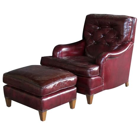 The leather chair is in superb condition. Handsome American Chesterfield Club Chair and Ottoman at ...