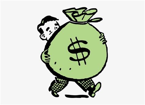 Cartoon Money Cartoon Man Holding Money Bag Green Light Cartoon Man