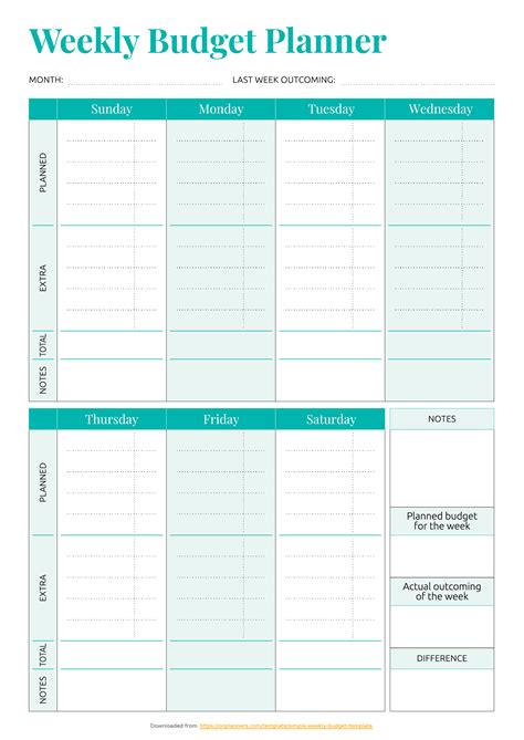 Printable Weekly Budget Template Business Psd Excel Word Pdf