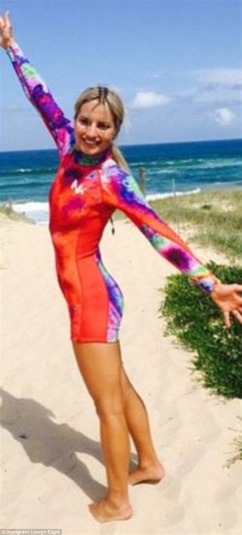 Lauryn Eagle Highlights Her Formidable Figure In Hotpant Psychedelic Print Wetsuit Daily Mail