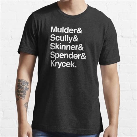 The X Files In Helvetica Mulder Scully Skinner Spender Krycek T Shirt For Sale By