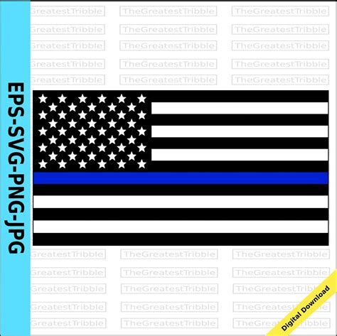 Thin Blue Line United States Flag Eps Svg Png  Vector Etsy