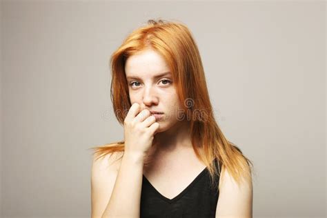 Young Beautiful Woman Attractive Natural Redhead Showing Emotions Facial Expressions Posing