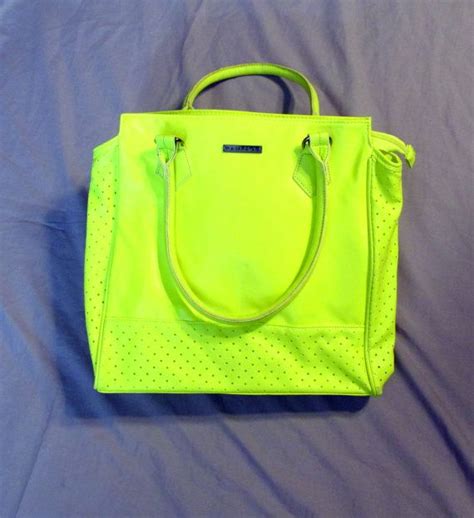 Large Neon Yellow Hand Bag Tote Three Inside Pockets Signed Etsy
