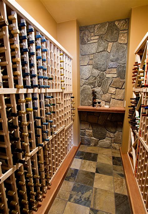 White Mountains Area Post And Beam Home Contemporary Wine Cellar