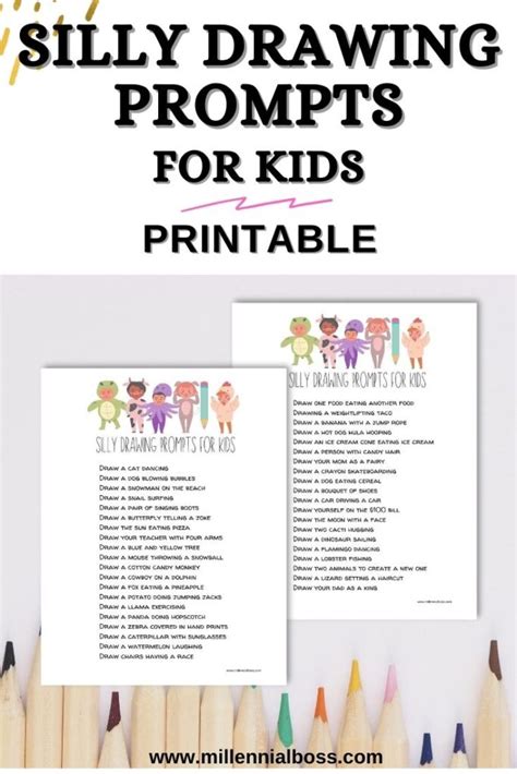 Silly Drawing Prompts For Kids Printable Pin 2 Millennial Boss