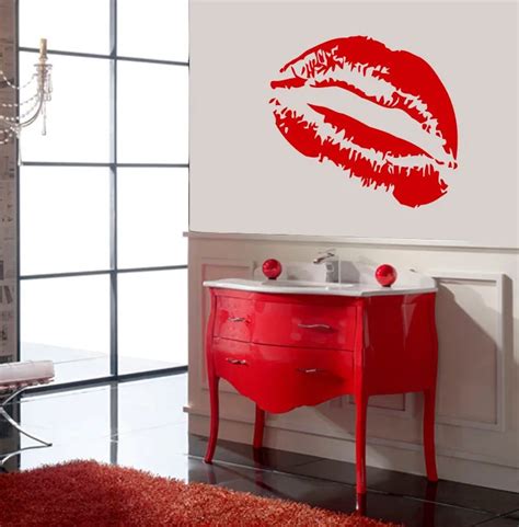 Sexy Beautiful Red Mouth Wall Decal Girls Bedroom Living Room Decor