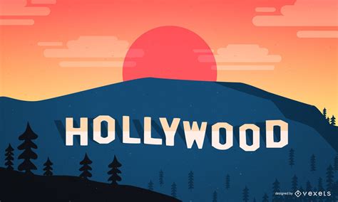Hollywood Landscape With The Classic Sign Vector Download