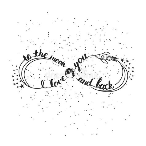 Hand Drawn Typography Lettering Phrase I Love You To The Moon And Back