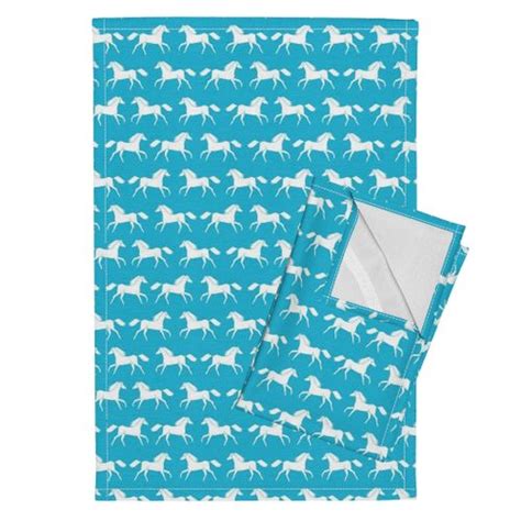 Horses Turquoise Kids Girls Horse Pony Cute Girls Room Fabric Fabric