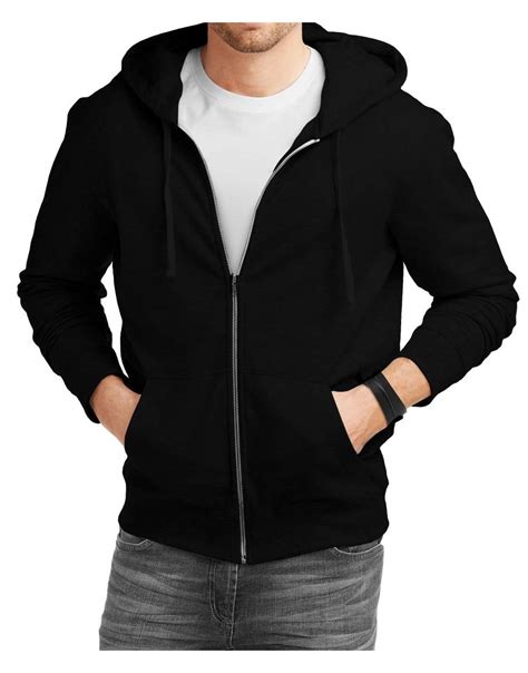 Casual Mens Black Zip Up Hoodie Ujackets