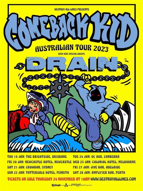 Comeback Kid 2023 Australian Tour With Drain Rhardcore