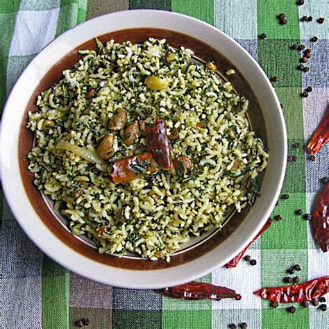 Indian Style Spinach Rice Recipe Keerai Sadam Healthy Vegan Rice