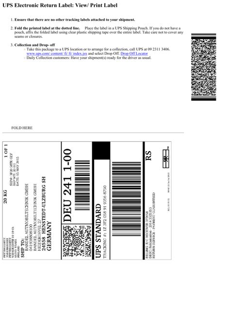 Ups worldwide services tracking label. UPS Electronic Return Label: View/ Print Label