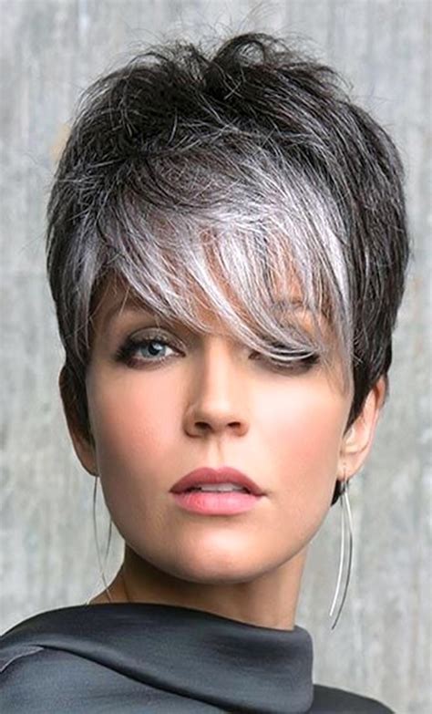 The front part of the hair is styled upwards like you have done with your finger through the hair and let it fall to the sides. 15 Best Ideas Short Shaggy Hairstyles for Grey Hair