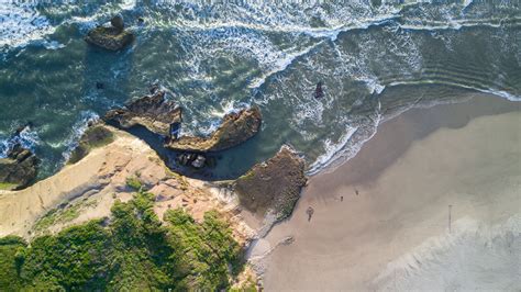 Download Wallpaper 3840x2160 Sea Coast Aerial View Beach Rock