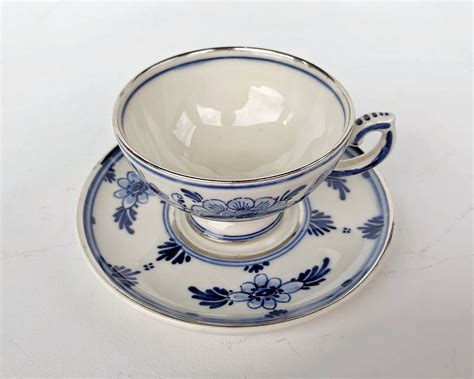 Delft Blue Hand Painted Tea Cup And Saucer From Holland Etsy
