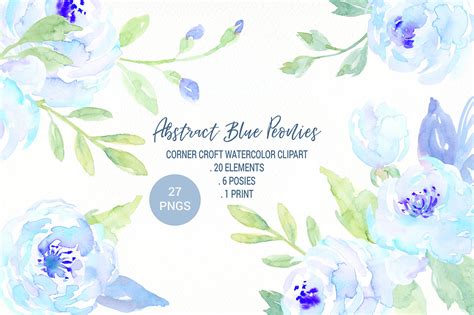 Abstract Blue Peony Clip Art By Cornercroft Thehungryjpeg