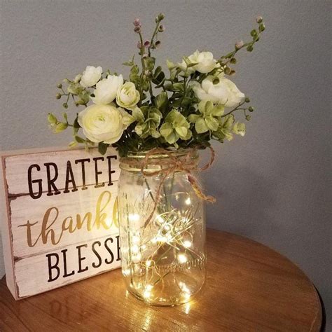 Mason Jar With Lights Fairy Lights Wedding Centerpiece Etsy Wedding