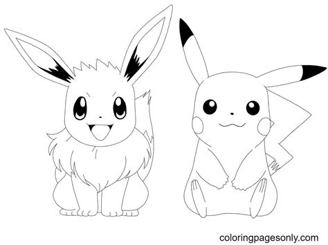 Eevee And Pikachu Coloring Pages Pikachu Coloring Pages Coloring