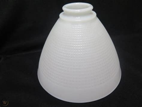 Vintage Corning White Milk Glass Waffle Torchiere Lamp Shade Diffuser