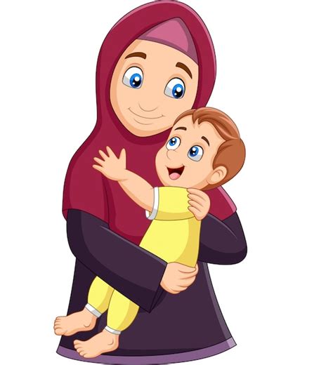 Premium Vector Muslim Mother Hugging Her Son