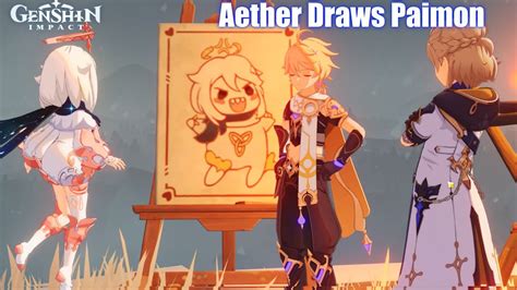 Genshin Impact How Aether Sees Paimon Portrait Painting Youtube
