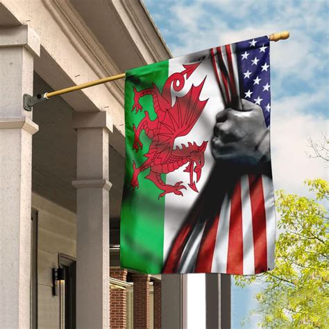 Welsh Garden House Flag Welsh American Flag Two Side Print