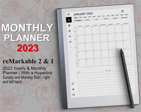 Remarkable 2 Digital Planner 2023 Remarkable 2 Templates 2023 Yearly