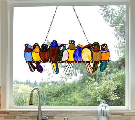 River Of Goods 95h Stained Glass Birds Windowpanel