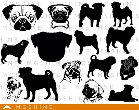 Pug SVG Cutting Files For Cricut And Silhouette Cameo Pug Etsy